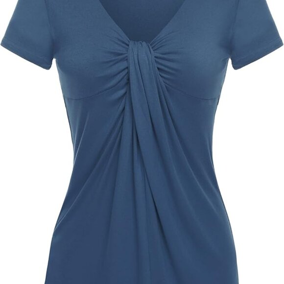 zeagoo Tops - Zeagoo Short Sleeve V-Neck Twist Knot Blouse Size XL